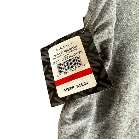 Nicole Miller NWT Women’s S Small Gray Drapey Ruched Stretch Skirt Active - Picture 4 of 14